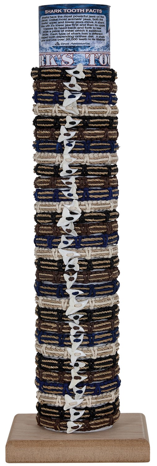 Shark Tooth Adjustable Slide-Knot Bracelet Assorted With Tube & Base ZBR0665-TUBE