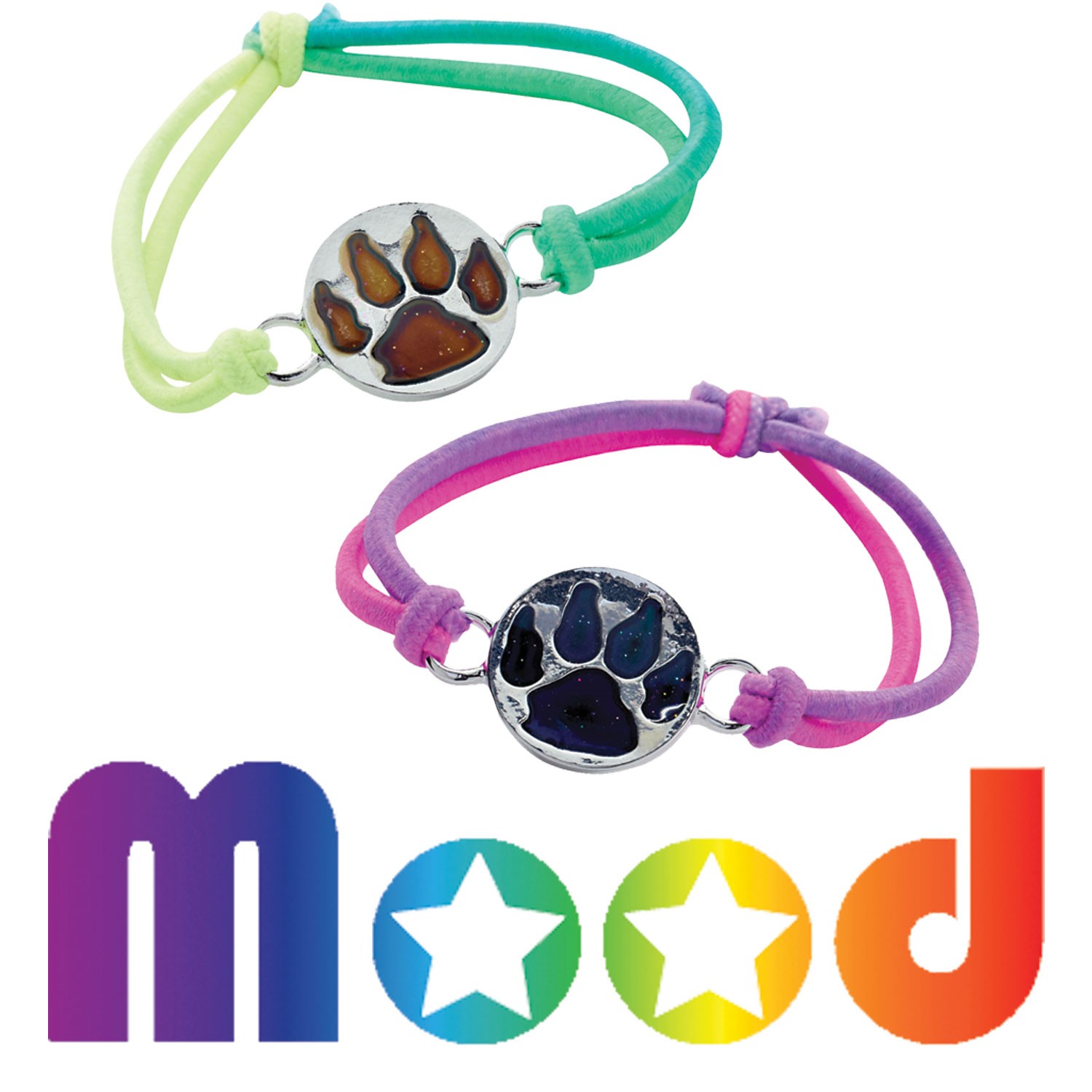 Stretch Bracelet with Bear Paw Mood Pendant BR1714