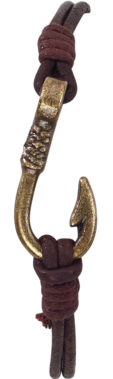 Centered Fish Hook Adjustable Leather Bracelet ZBR0236