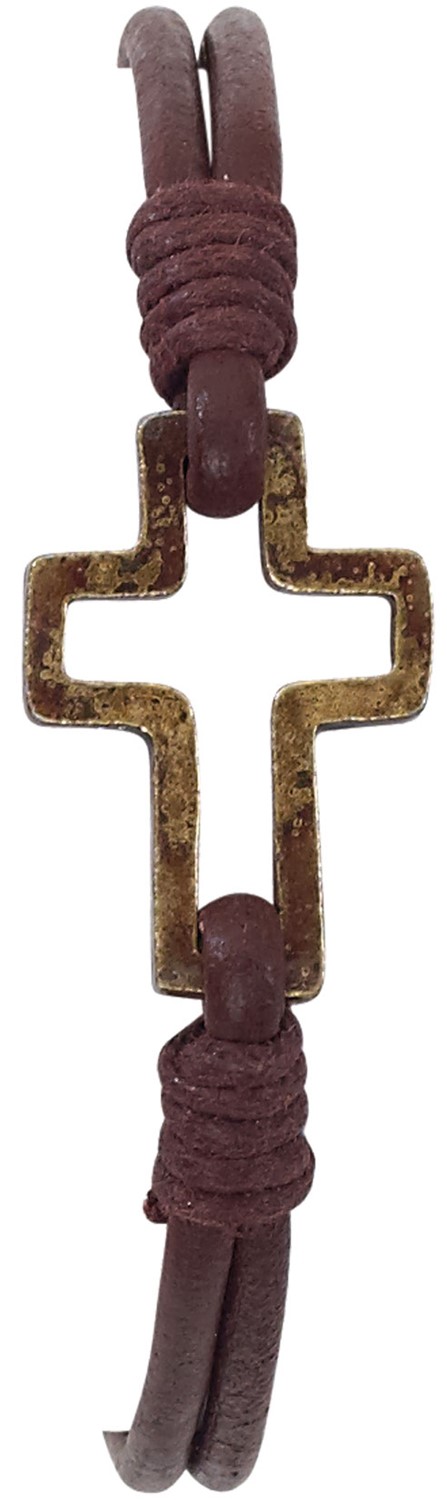 Centered Cross Adjustable Leather Bracelet ZBR0237
