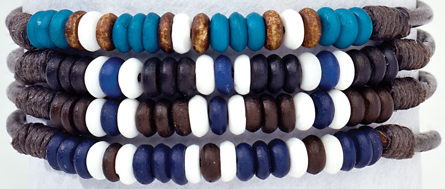 Bone Bead Pattern Adjustable Slide-Knot Leather Bracelet Assorted ZBR4043-DETAIL