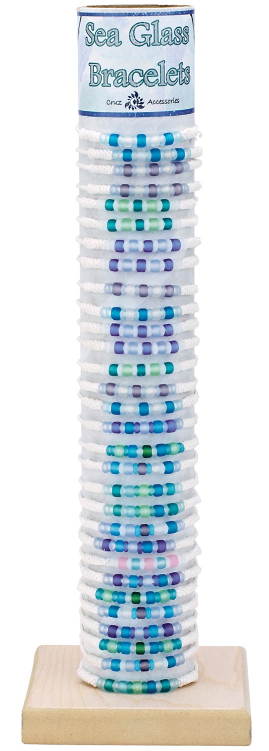 Glass Bead on White Cord Slide Knot Adjustable Bracelet Assorted W/Tube & Bas BR0806-TUBE