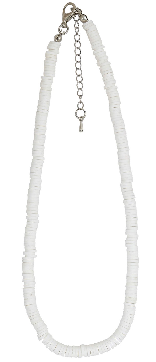 14" White Fimo Clam Disc Choker Necklace NK1699
