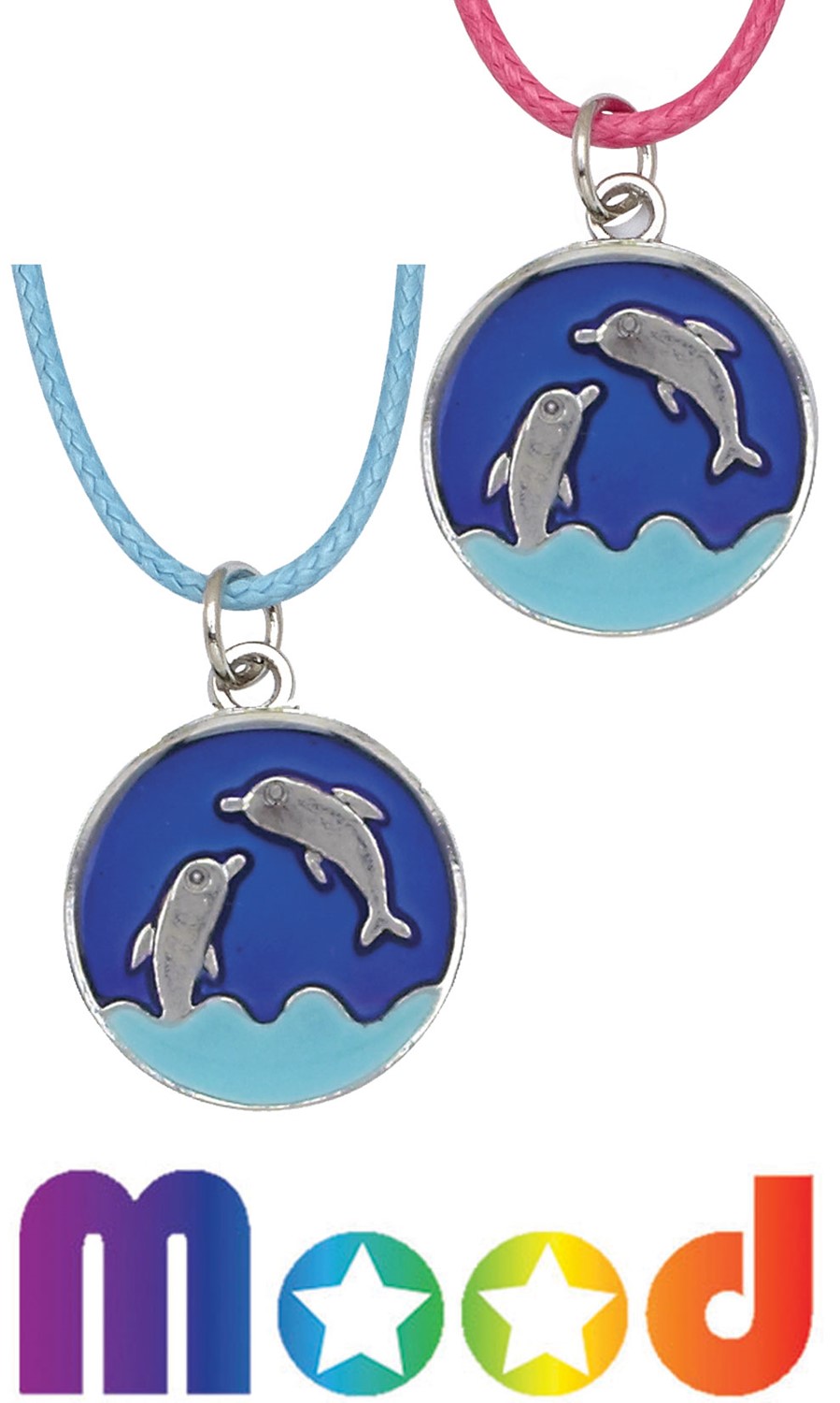 Jumping Dolphins On Color Cord Mood Necklace Assorted NK1733