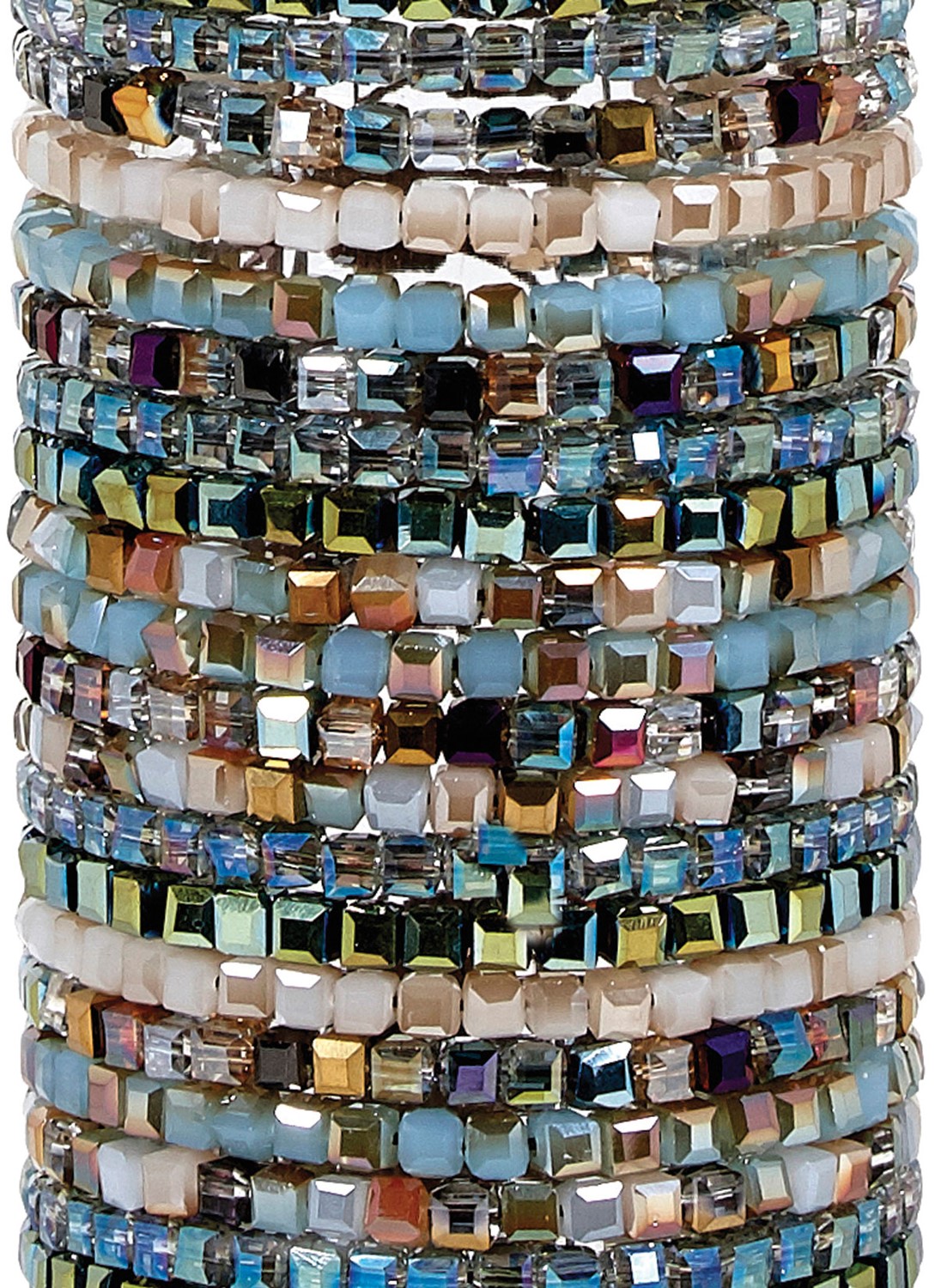 Iridescent Square Bead Stretch Bracelet Assorted BR0862