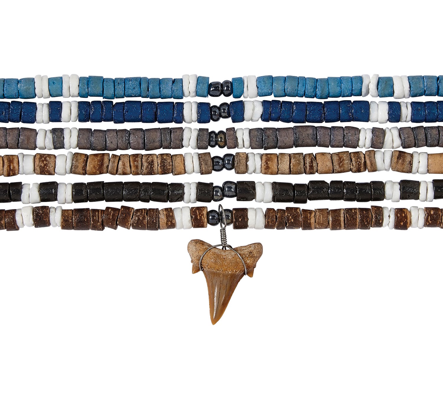 Coco Bead Double Litob Shark Tooth Necklace Assorted ZNK5506