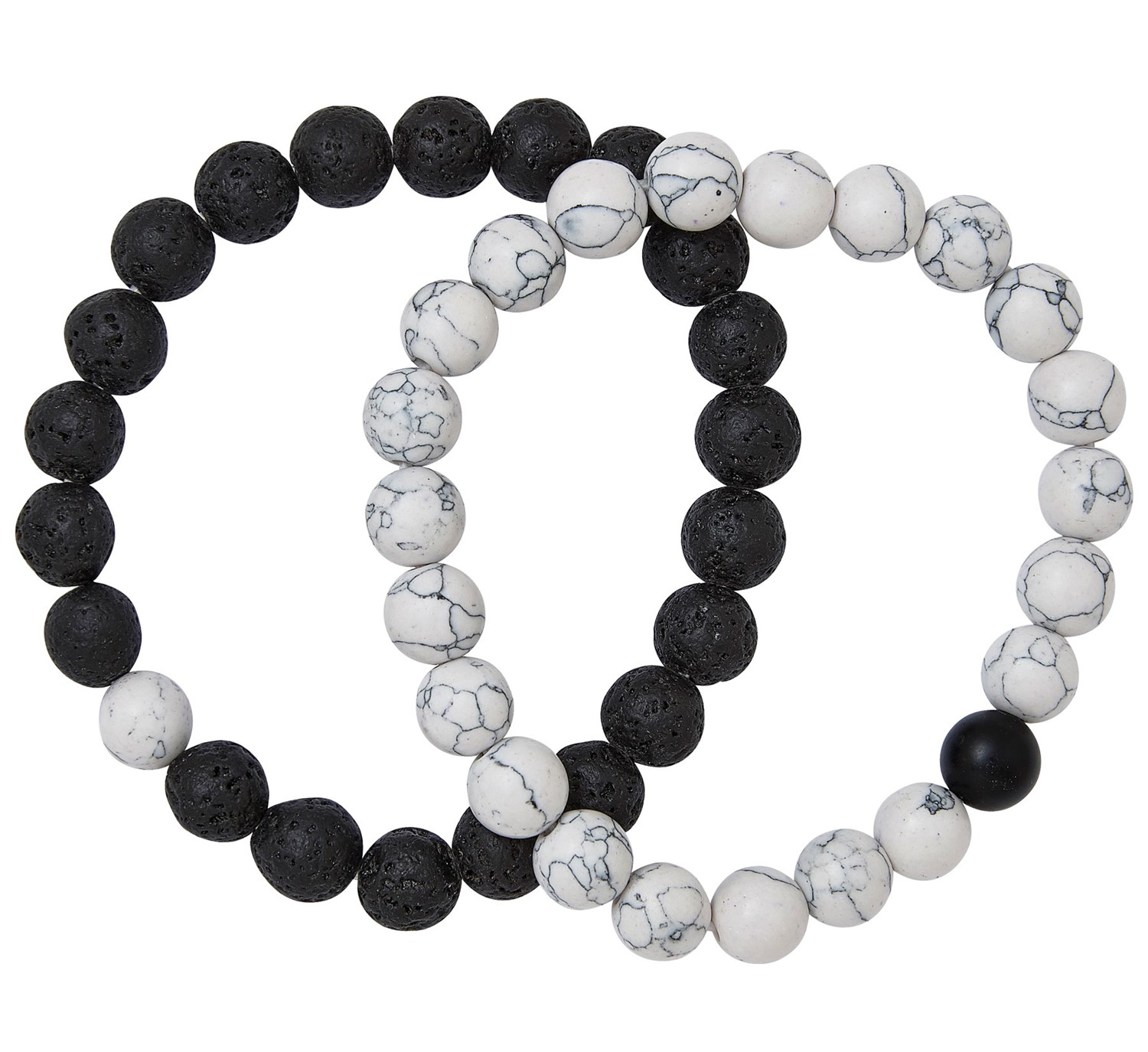 Black & White Lava Bead Stretch Bracelet Assorted ZBR0305