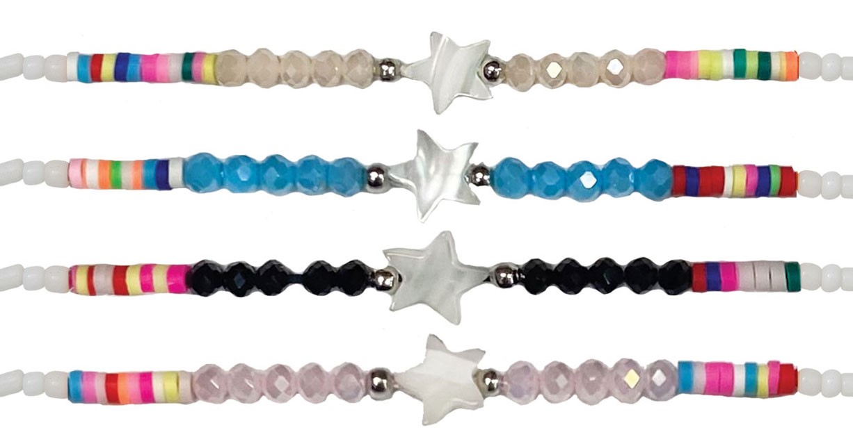 White Seed Bead With Fimo Star Pendant Necklace Assorted NK1797