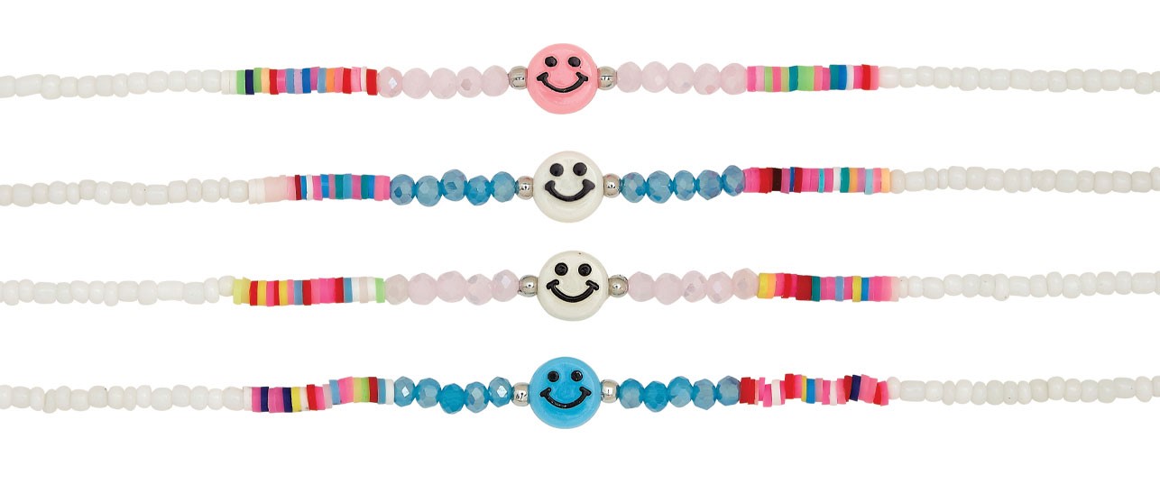 Crystal Bead And Fimo With Smile Face Pendant (A) Assorted NK1814-A