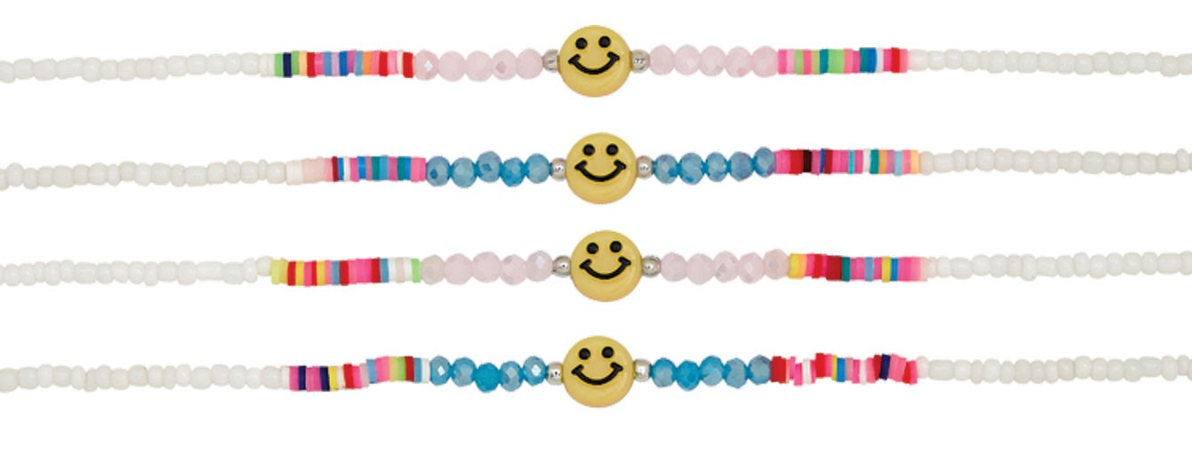 Crystal Bead And Fimo With Smile Face Pendant (B) Assorted NK1814-B