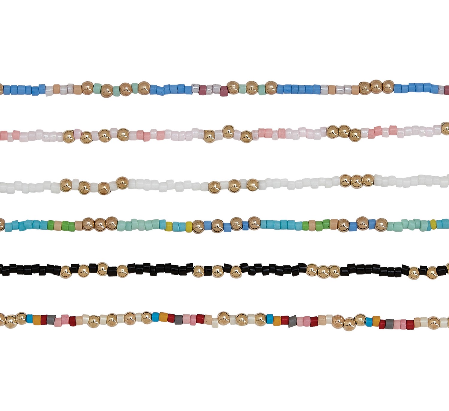 Seed Bead With Gold Bead Accents Necklace Assorted NK1817