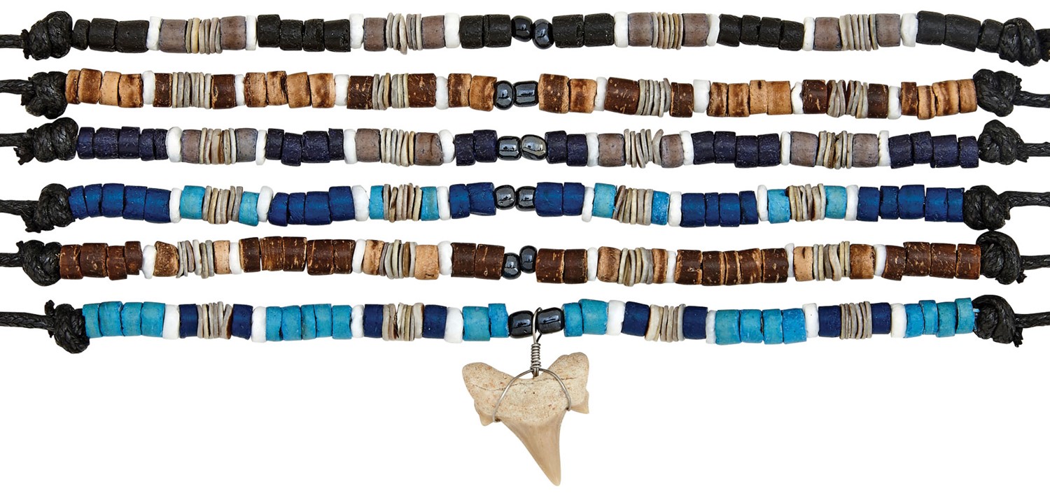 Coco With Green & White Shell Adjustable Shark Tooth Necklace ZNK5556