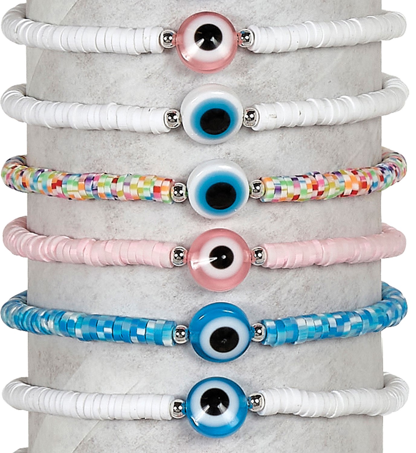 3MM Fimo With Lucky Eye Slide Knot Adjustable Bracelet Assorted BR0798