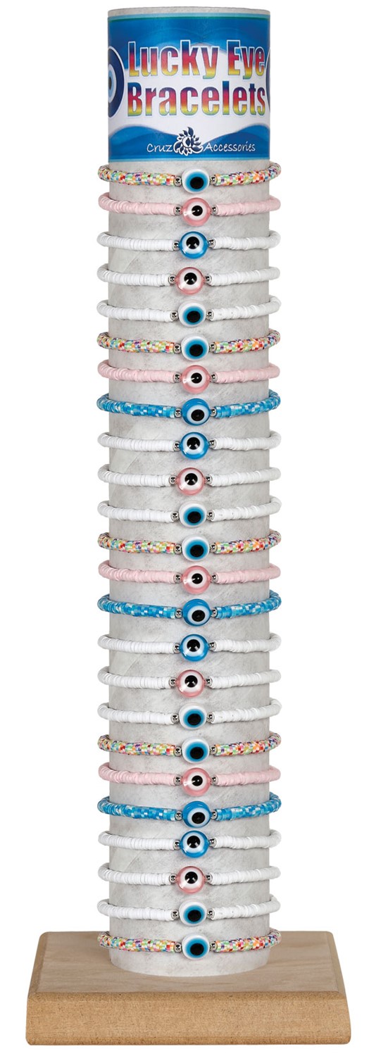 3MM Fimo With Lucky Eye Slide Knot Adjustable Bracelet Assorted With Tube & Base BR0798-TUBE