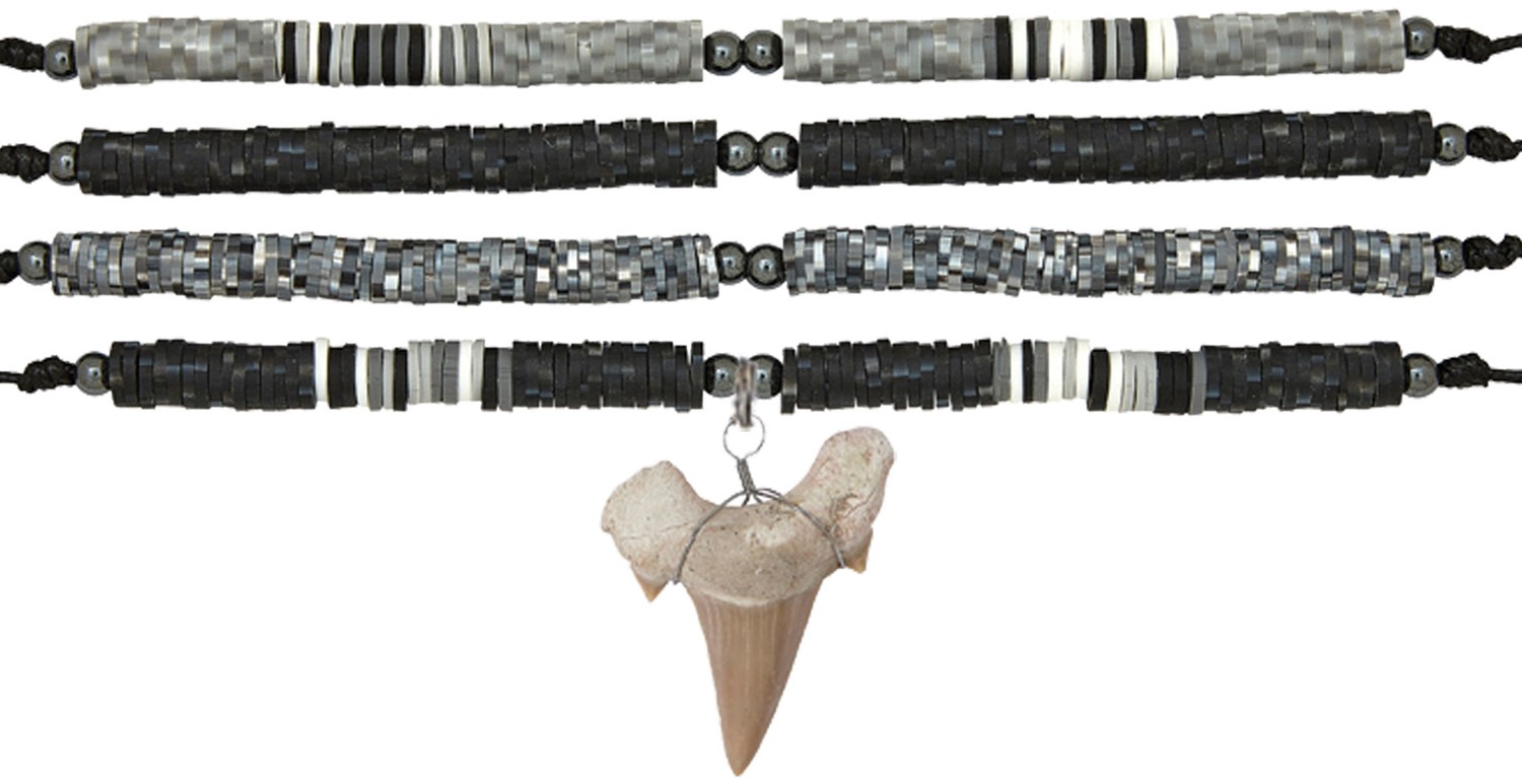 Fimo Bead With Extra Large Shark Tooth Adjustable Necklace Assorted ZXNK4353-XLG
