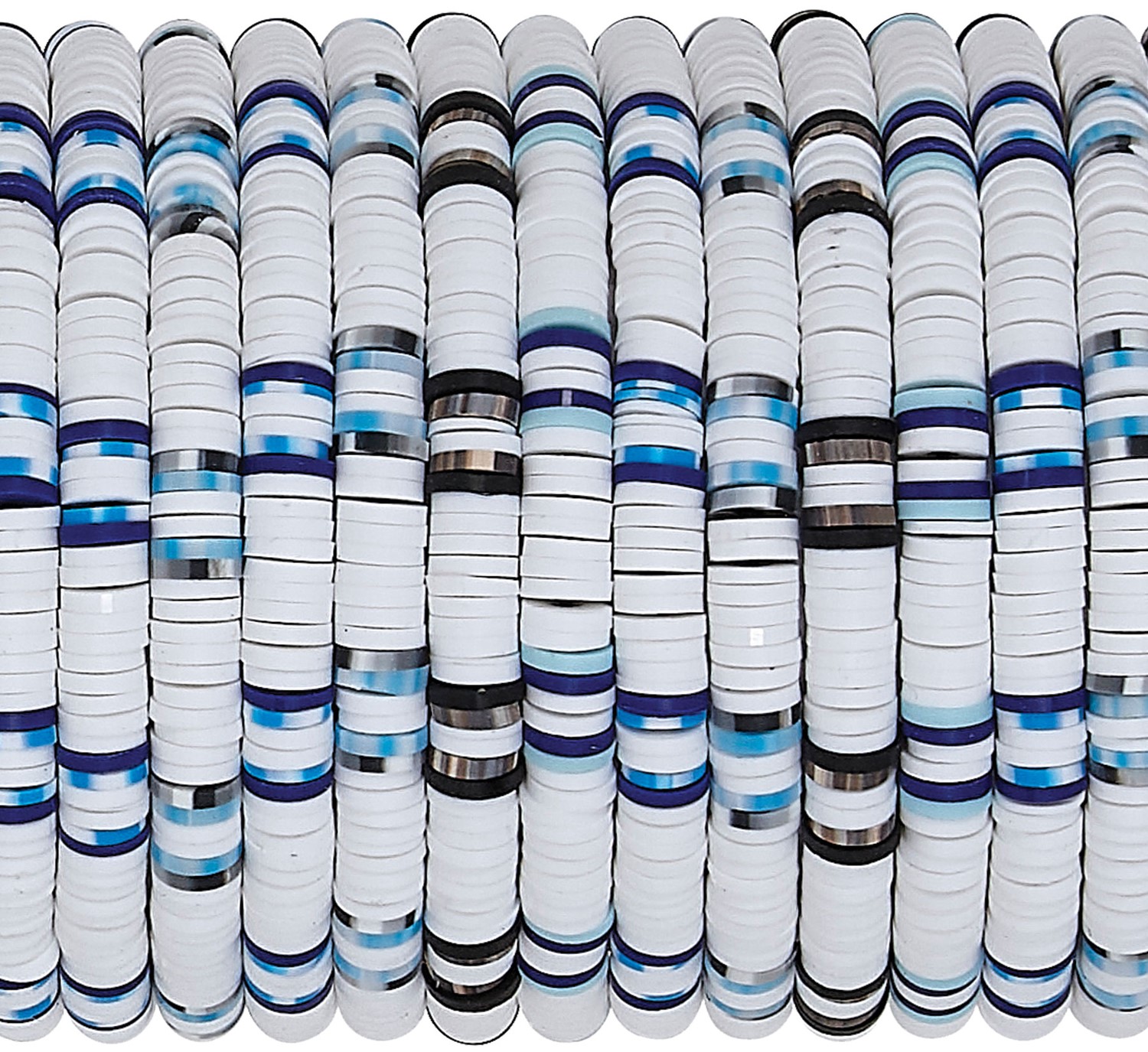 White Fimo With Bead Station Pattern Adjustable Slide Knot Bracelet Assorted ZBR5928