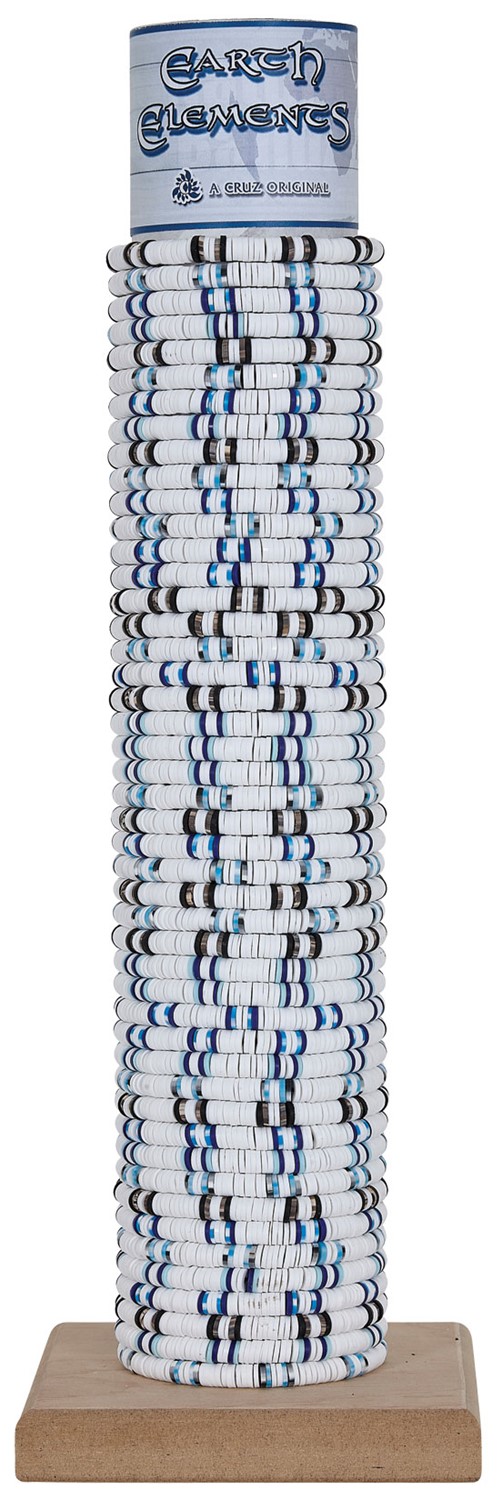 White Fimo With Bead Station Pattern Adj Slide Knot Bracelet Asst W/Tube & Base ZBR5928-TUBE