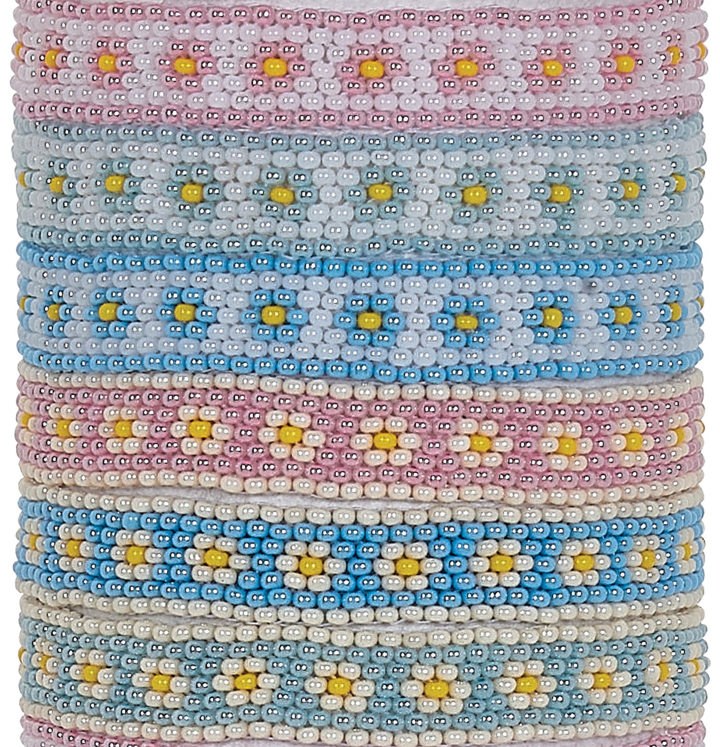 Seed Bead Daisy Pattern Slide-Knot Adjustable Bracelet Assorted BR0835