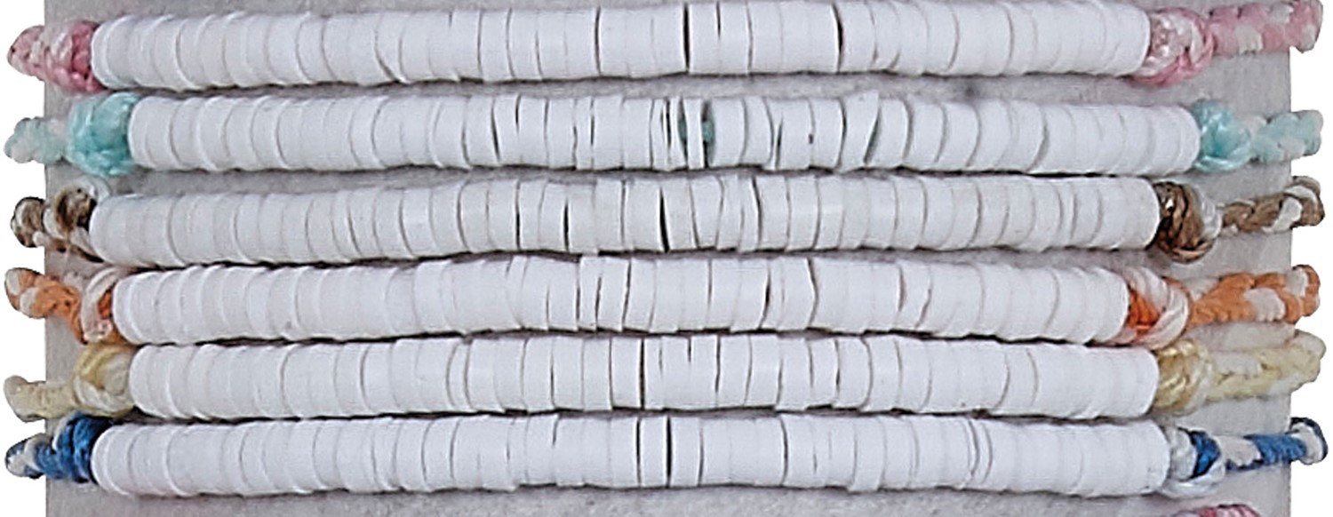 Color Cord With 3MM Fimo Disc Slide Knot Bracelet Assorted BR0905