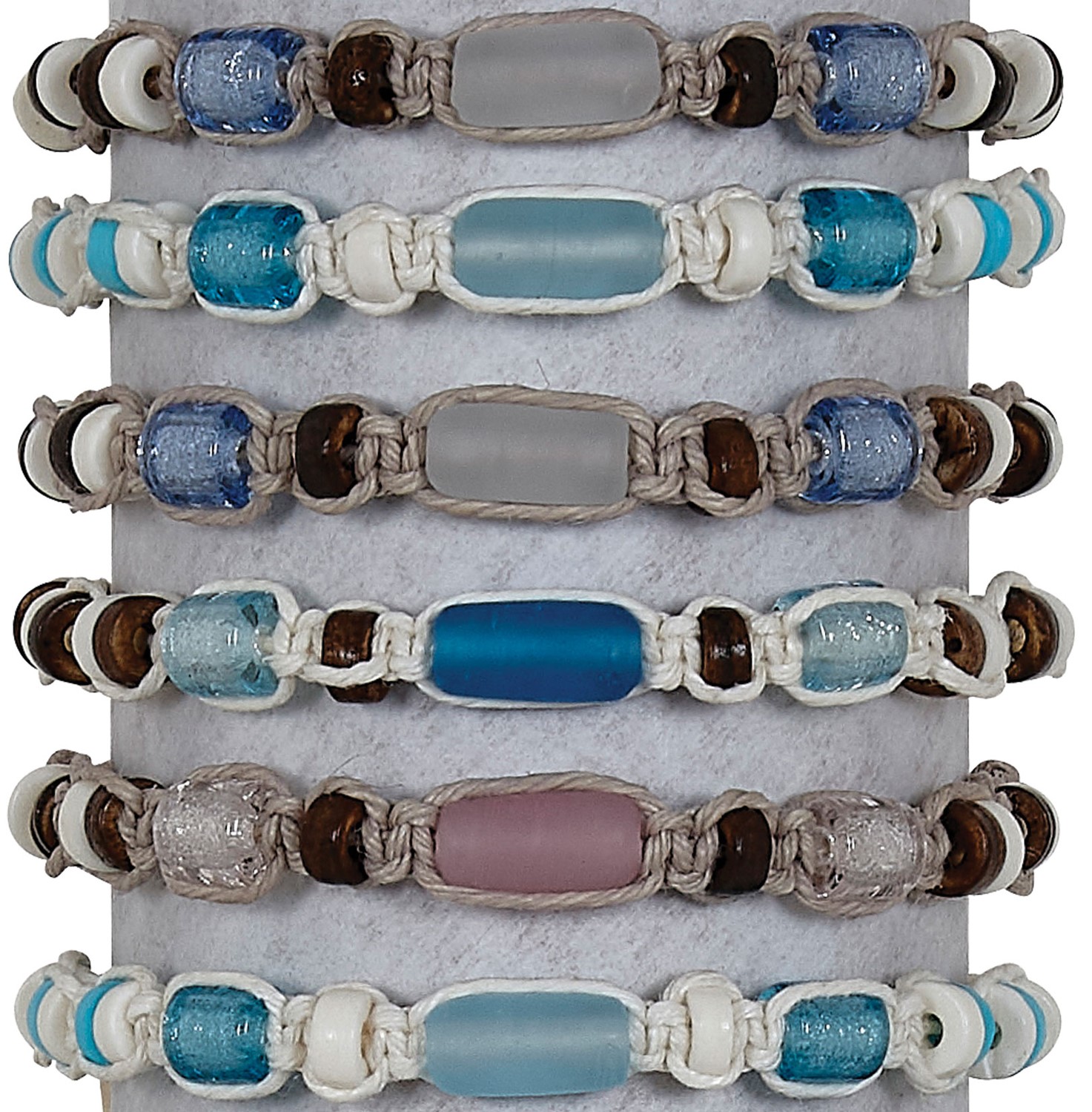 Glass Tube And Foil Slide Knot Adjustable Bracelet Assorted BR0831