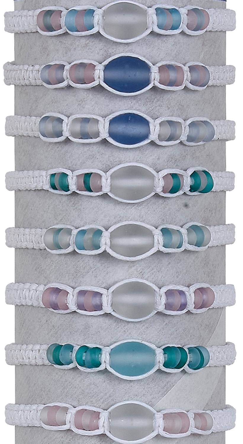 Oval & Seed Bead Glass Bracelet Slide Knot Adjustable Assorted BR0838