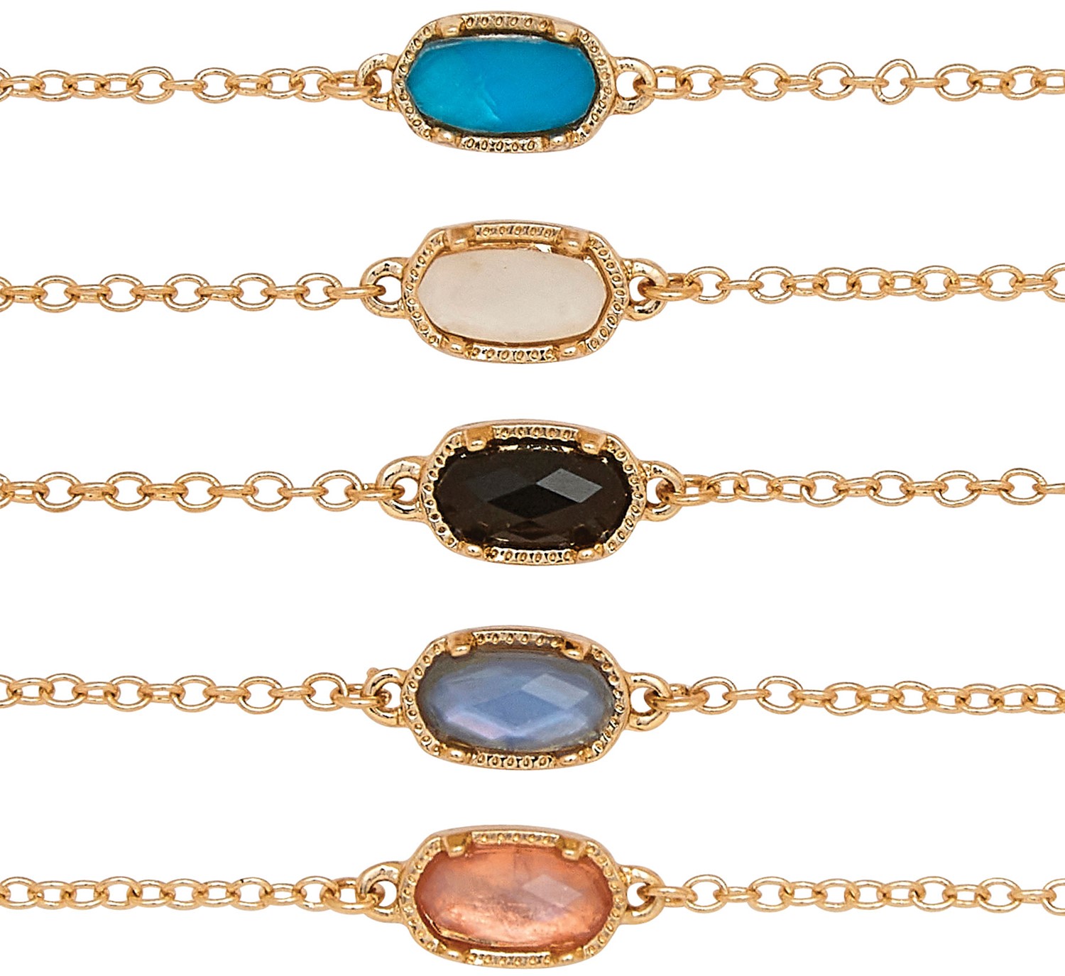 Oval Glass Pendant On Gold Chain Bracelet Assorted BR2651-G