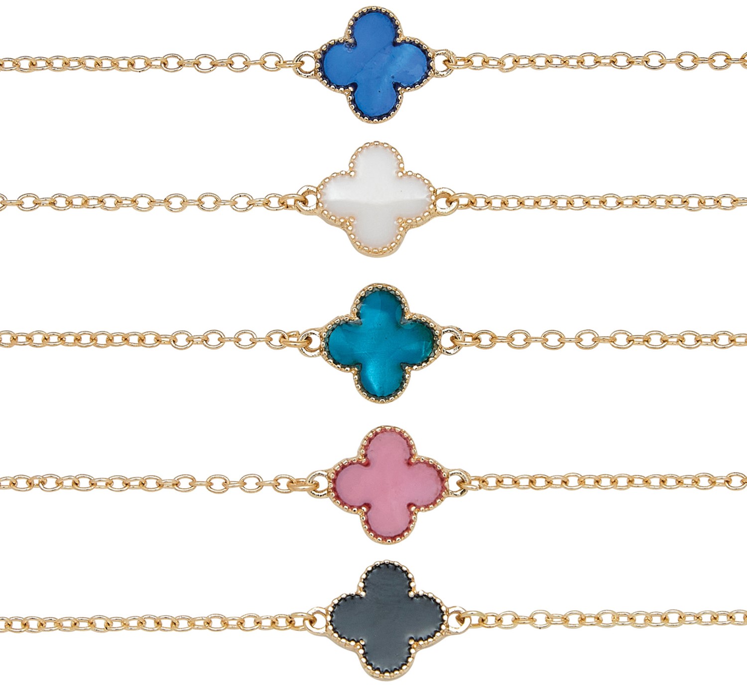 Clover Pendant On Gold Chain Bracelet Assorted BR2652-G