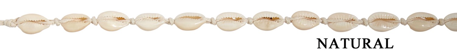 12 Cowrie Choker Necklace On Natural Color Cord With Cowrie Clasp NK1690-NAT