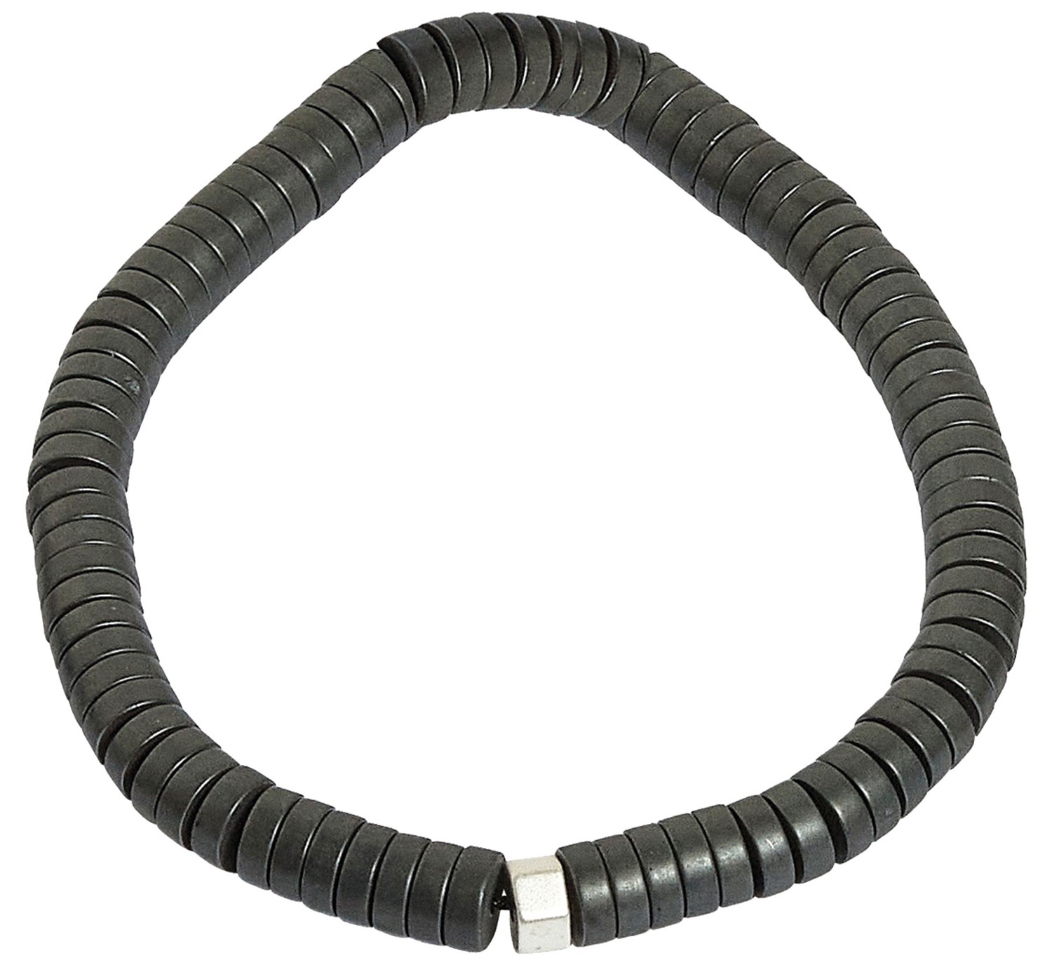 Hematite With Silver Bead Stretch Bracelet ZBR0311