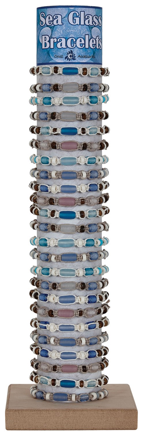 Glass Tube And Foil Slide Knot Adjustable Bracelet Assorted With Tube & Base BR0831-TUBE