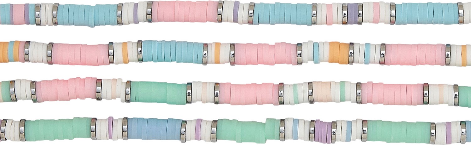 Pastel Fimo With Silver Bead Anklet Assorted AK1768