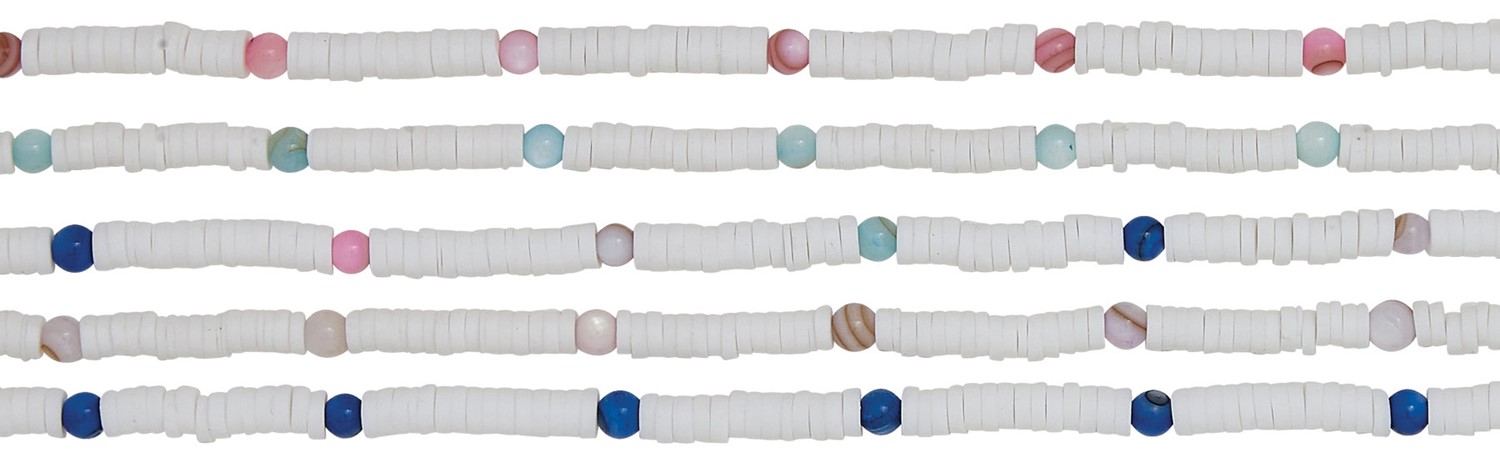 3MM White Fimo With Color Bead Necklace Assorted NK1769