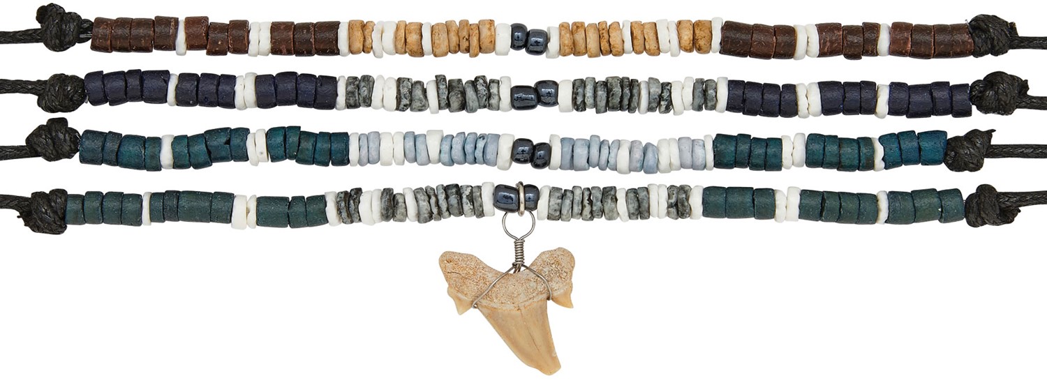 Dyed Litob And Coco Shell Adjustable Shark Tooth Necklace ZNK5559