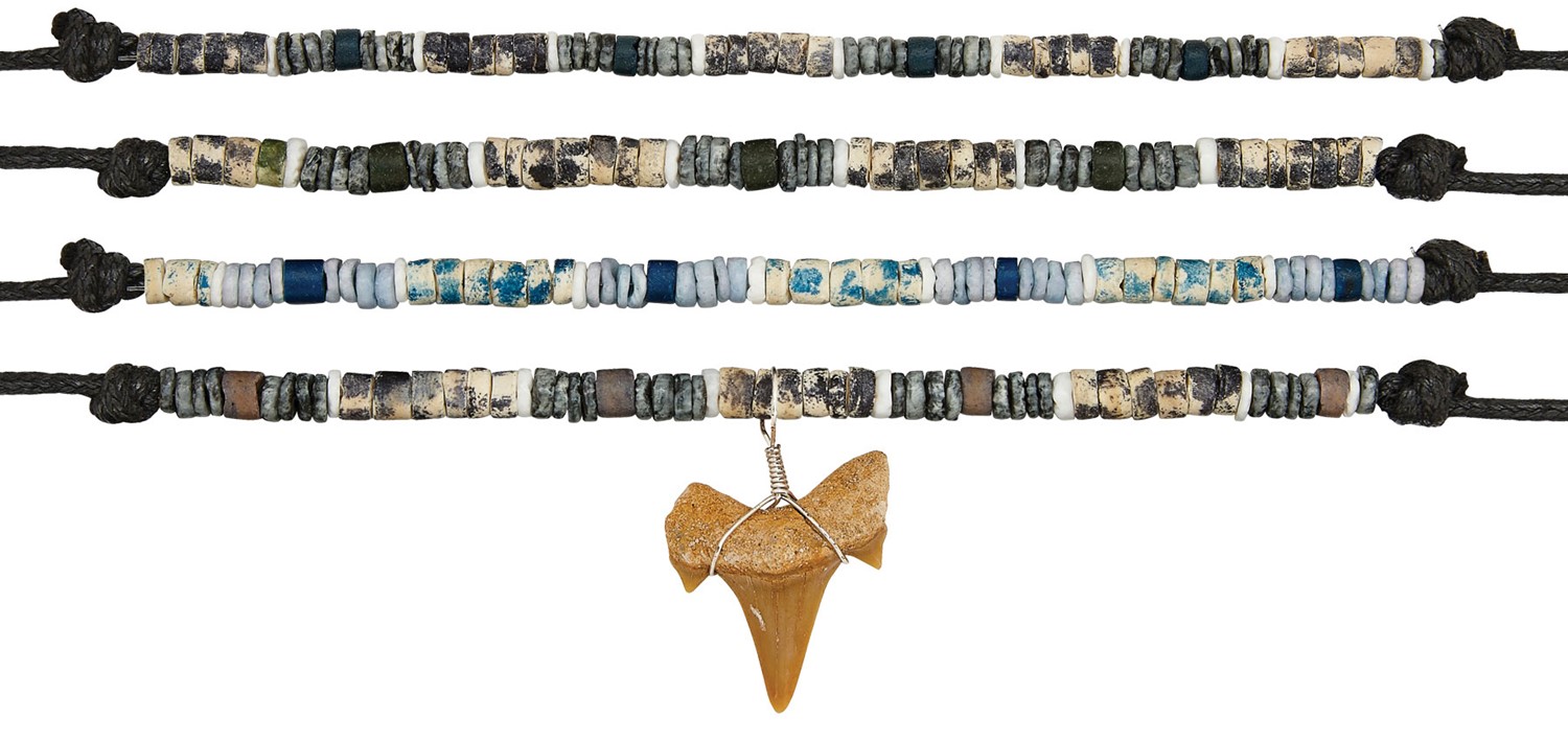 Litob And Speckled Coco Shell Adjustable Shark Tooth Necklace ZNK5560
