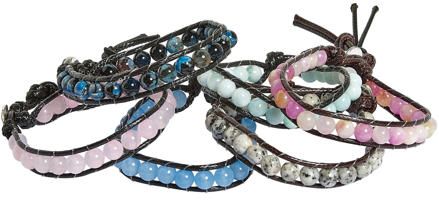 6MM Semi Precious Bead Bracelet (H Pack) Assorted BR0854-H