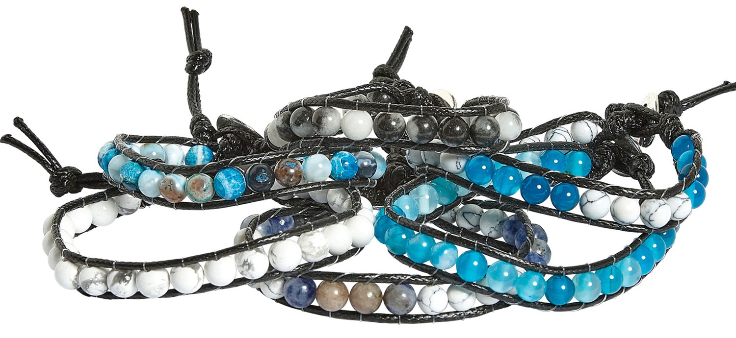 6MM Semi Precious Bead Bracelet (J Pack) Assorted BR0854-J