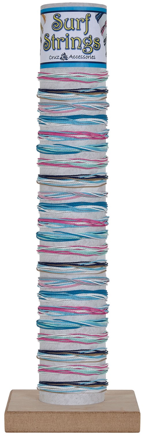 12-Strand Multi Color Wax Cord Adj Slide-Knot Bracelet (J) Asst'd W/Tube & Base BR0734-J-TUBE