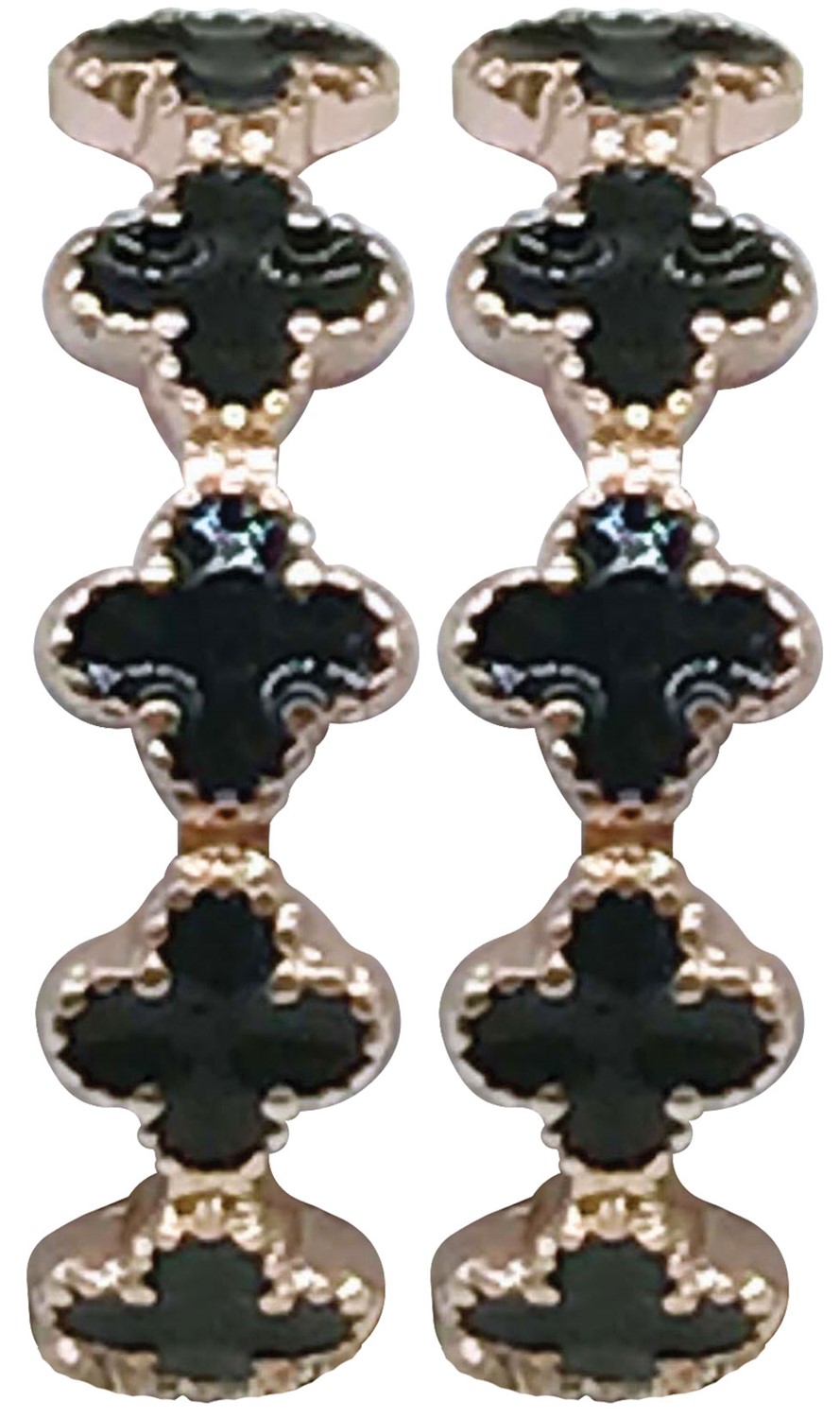Rose Gold With Black Colored Clover Ring Assorted Sizes 7-8-9 R0210-BLACK