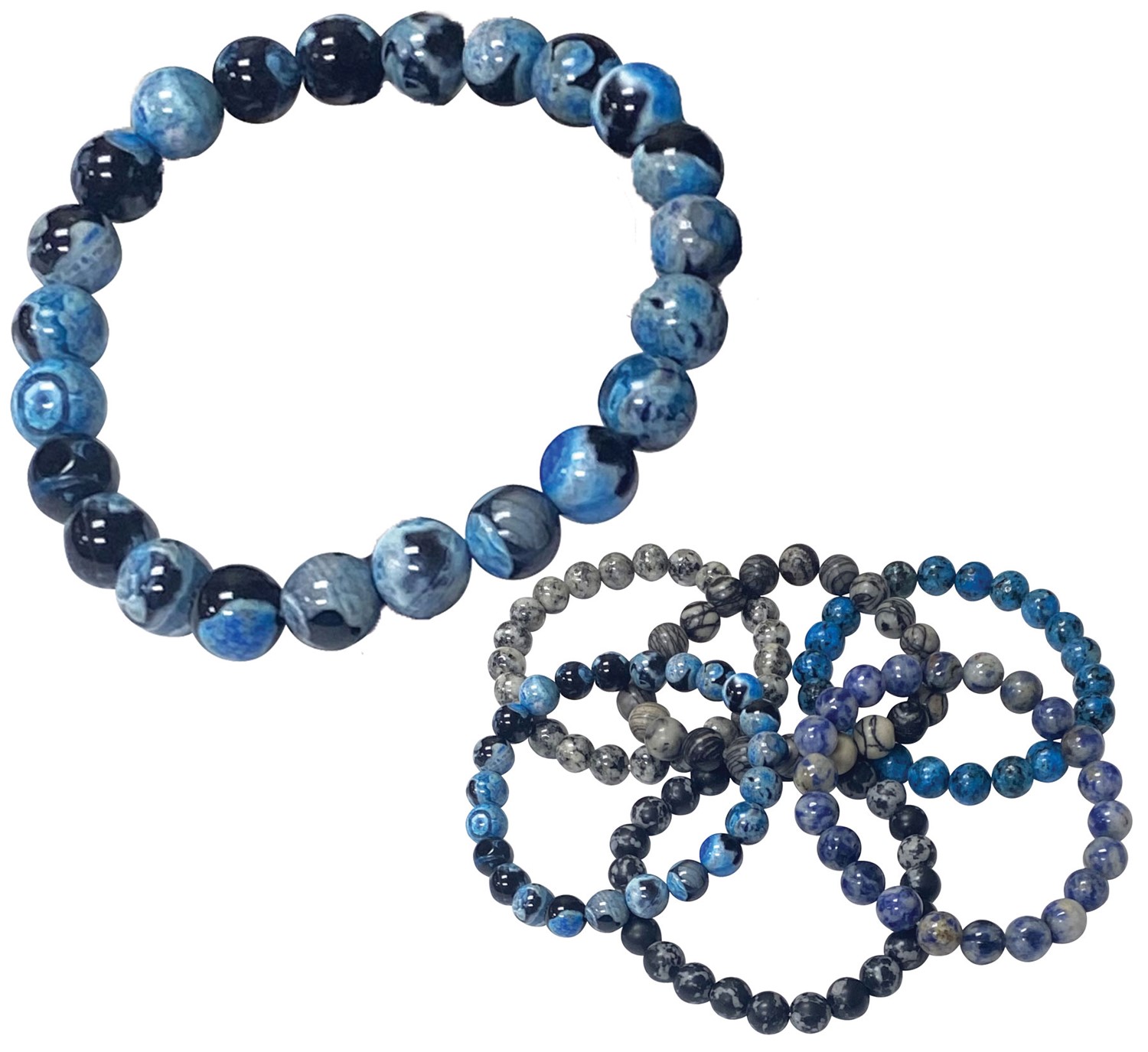 8MM Stone Bead Stretch Bracelet Assorted ZBR0314