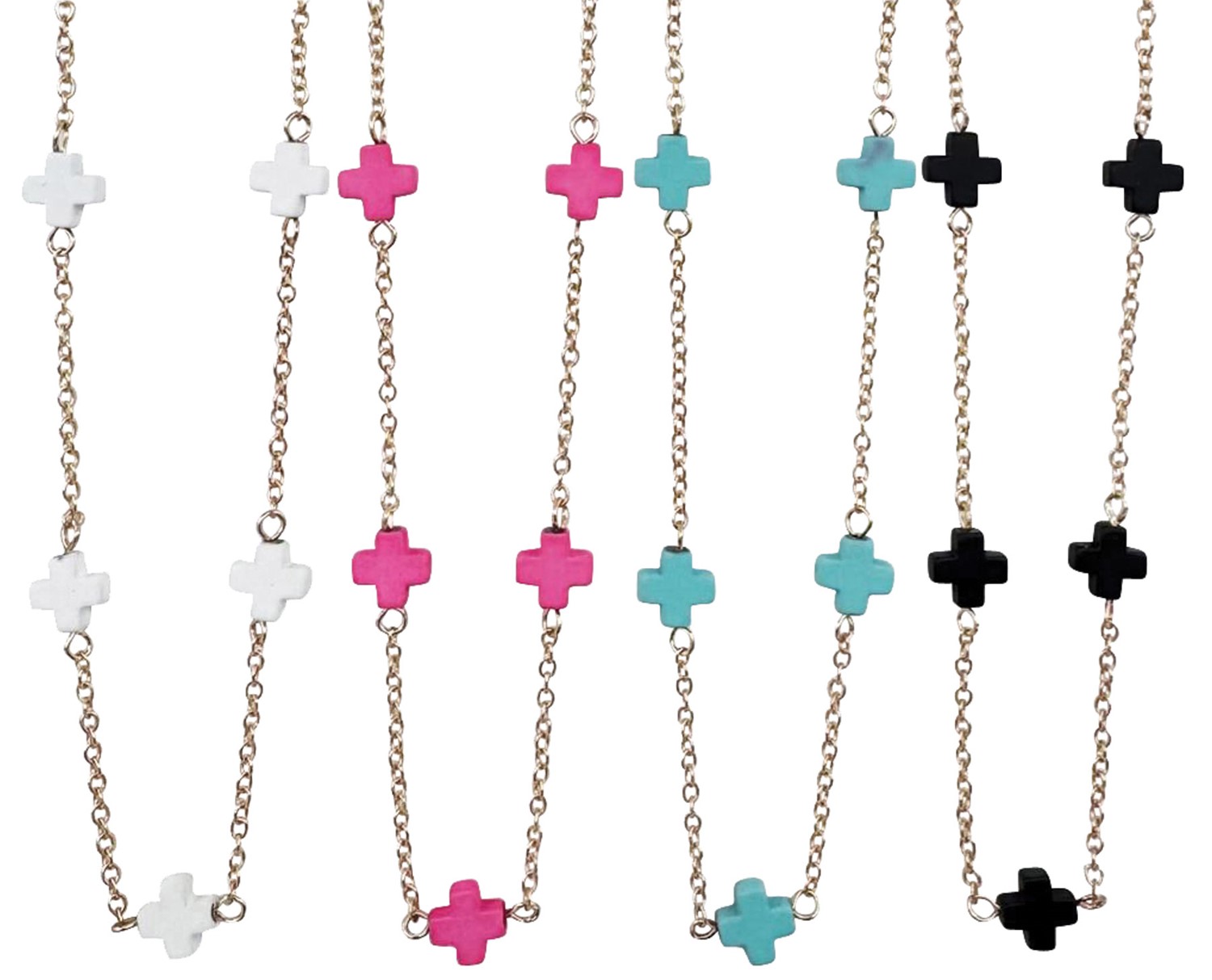 Mini Resin Cross on Gold Chain Necklace Assorted NK2668