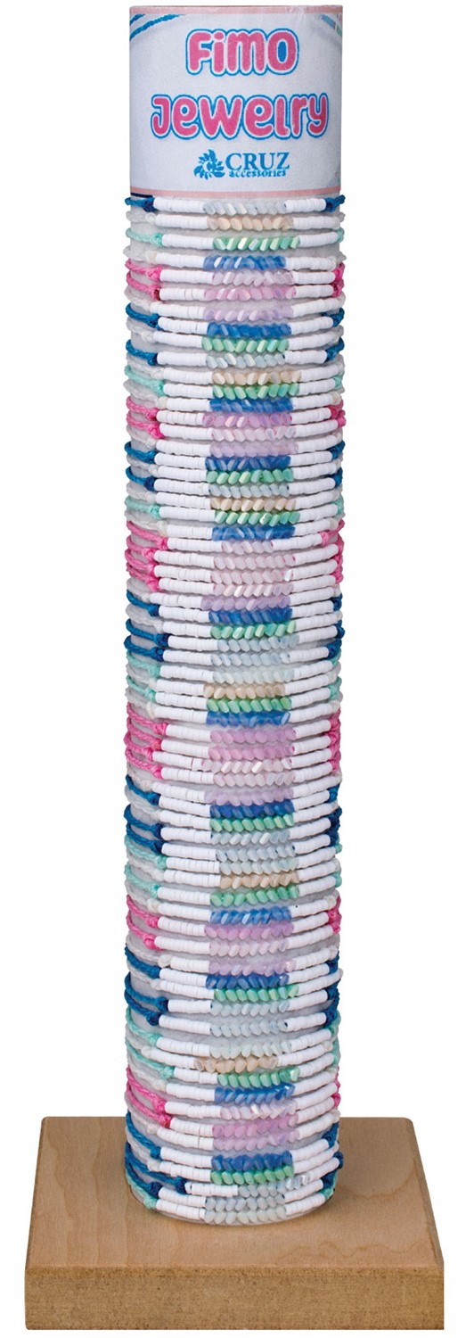 3MM Fimo Disc And Facet Bead Slide Knot Bracelet Assorted With Tube And Base BR0909-TUBE