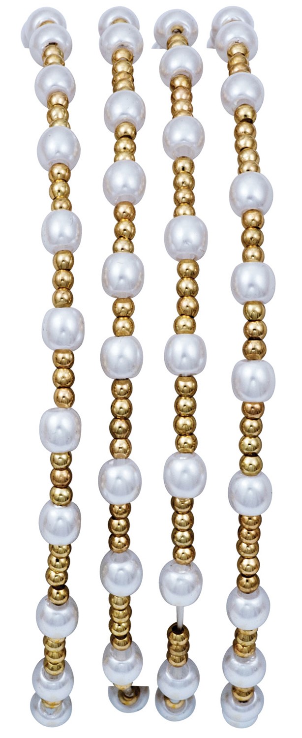 Elastic Stretch 2MM Gold Bead With Pearl Bracelet BR0912