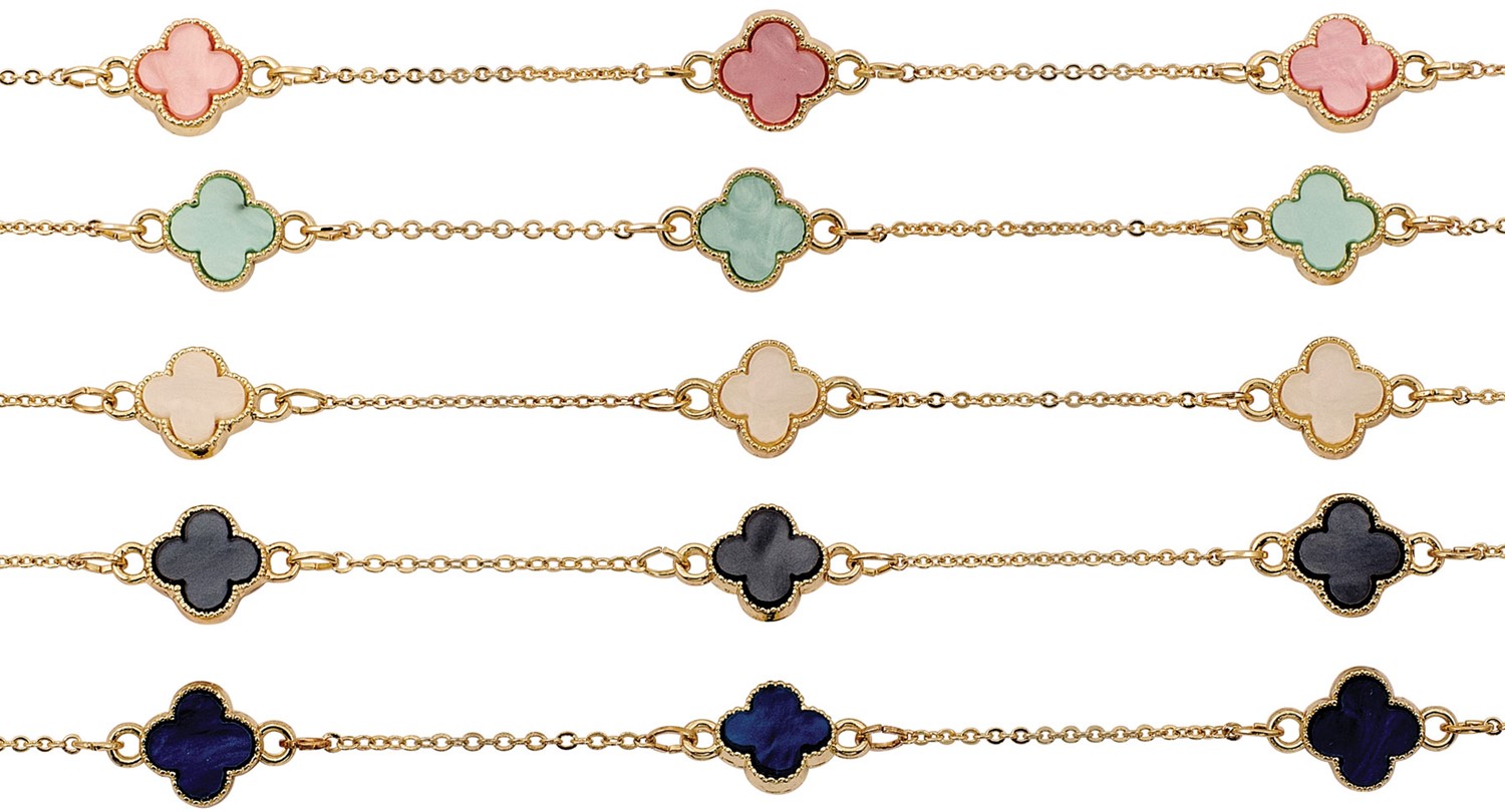 3 Mini Clover Pendant Anklet Assorted AK2673