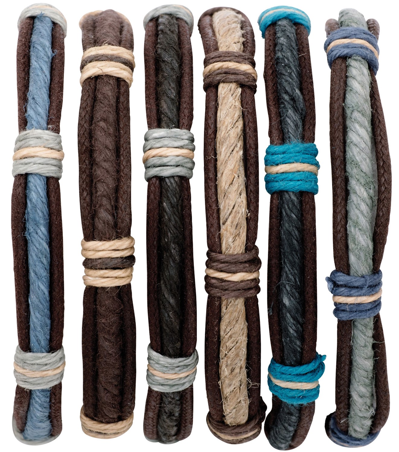 Leather With Block Weave Pattern Slide-Knot Adjustable Bracelet Assorted ZBR0288