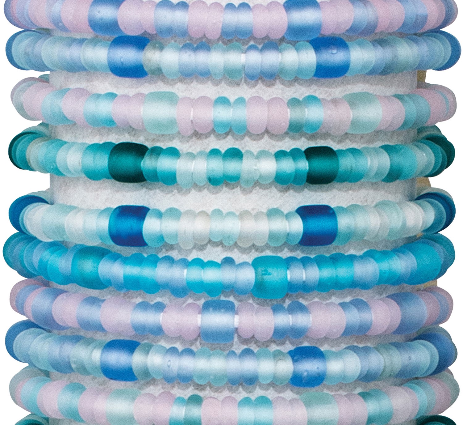 Glass Beads on White Cord Slide Knot Bracelet Assorted BR0886