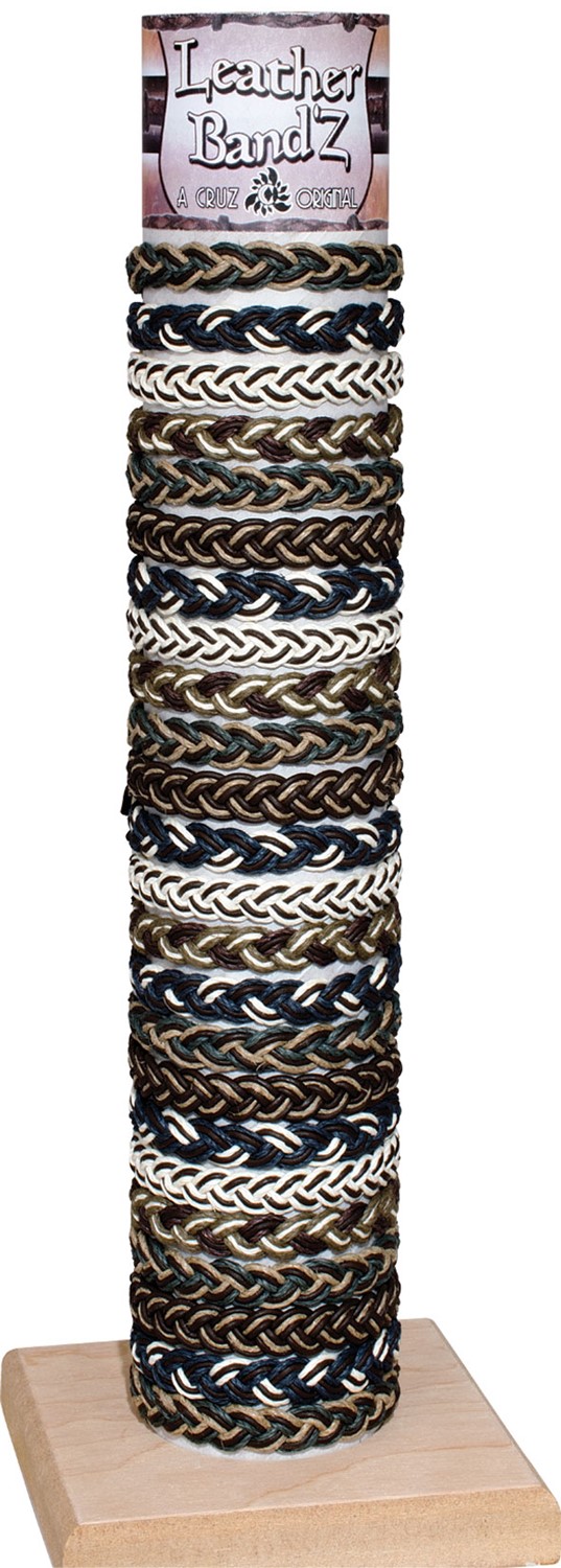 Cord And Leather Twist Pattern Slide-Knot Adj Bracelet Assorted W/Tube & Base ZBR0291-TUBE