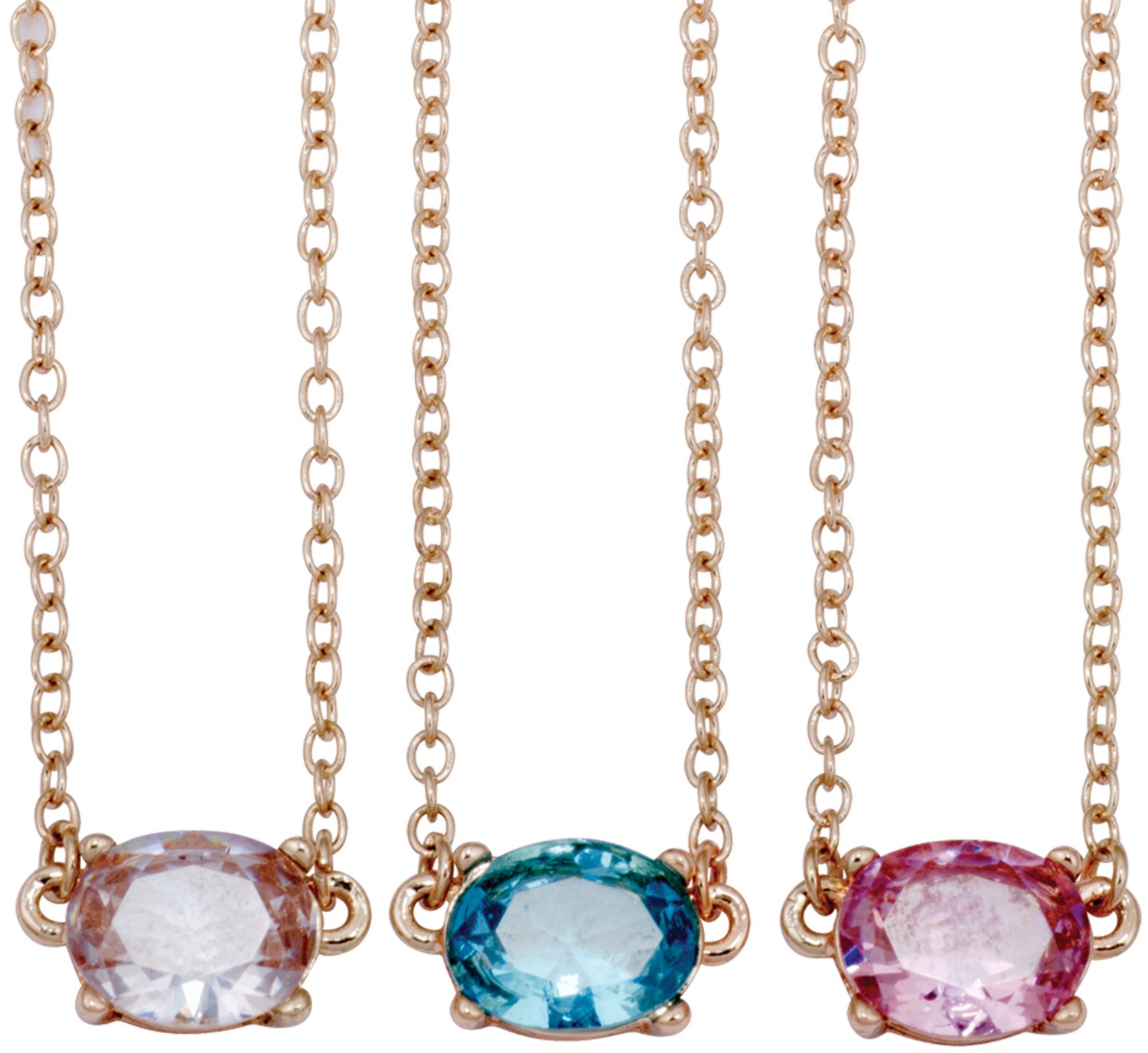 Gold Diamond Cut Glass Pendant on Gold Chain Necklace Assorted NK2676