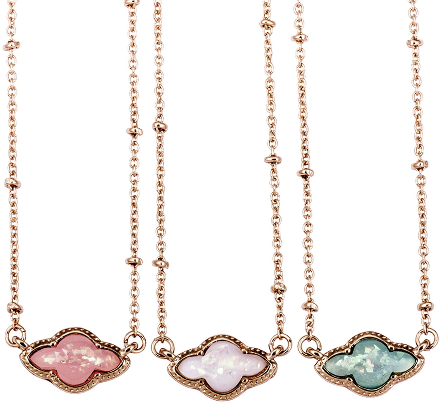 Rose Gold Sparkle Resin Diamond Pendant Necklace Assorted NK2677-RG