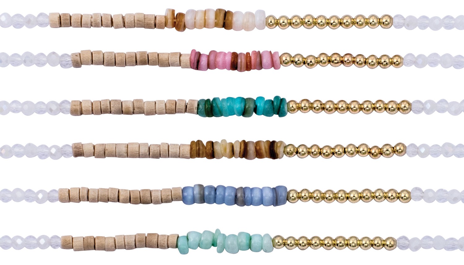 Stone Coco Facet & Gold Bead Necklace Assorted NK1837