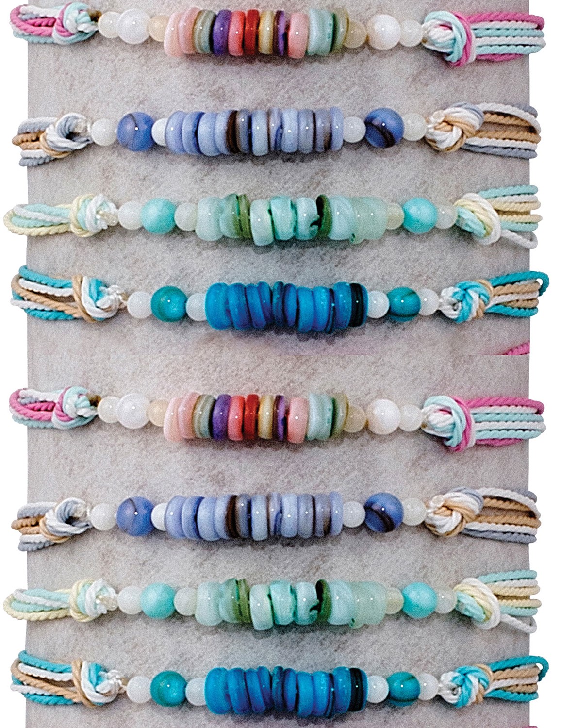 Multi Cord with Shell Disc Adjustable Slide Knot Bracelet Assorted BR0961